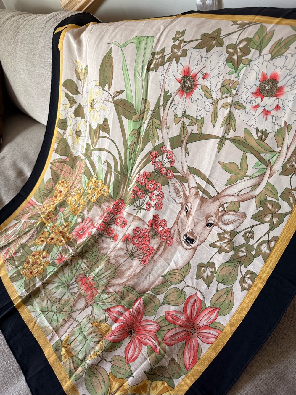 Dior Floral Deer Silk Scarf - Picture 3 of 3
